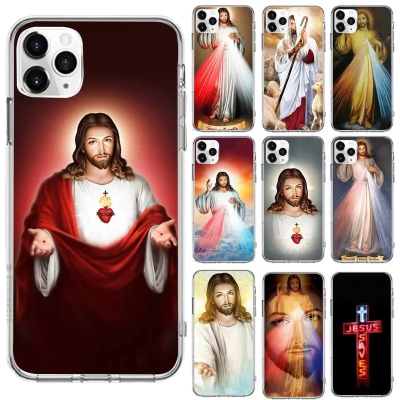 

Divine Mercy Jesus Cross Custom Phone Case Transparent for iPhone 6 7 8 11 12 s mini pro X XS XR MAX Plus se cover funda shell
