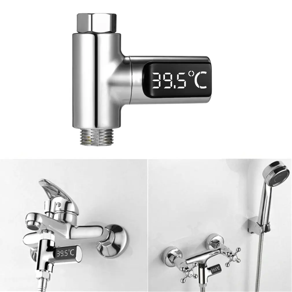 

Светодиодный измеритель температуры воды, Креативный светодиодный термометр для ванной и душа с креативным смесителем и вращением на 360 °, ...