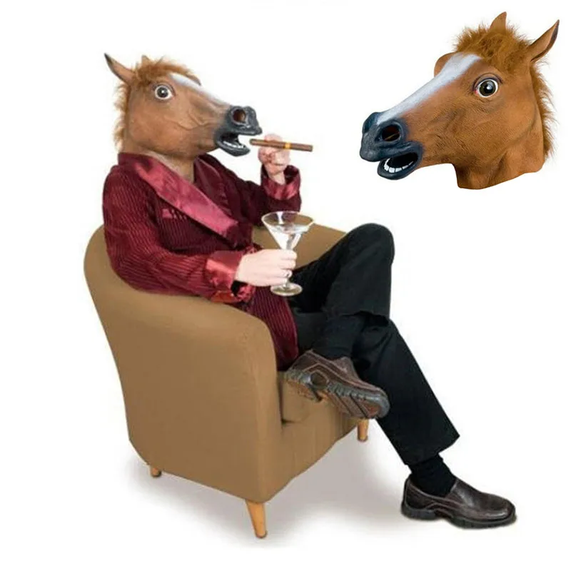 Маска на голову лошади латексная маска для Хэллоуина страшный костюм животного