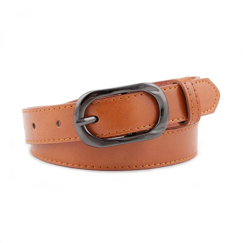 

New Simple Pin Buckles Belt Female Gun Metal Buckle Jeans PU Belts for Women Fashion Students Waistband Leather Luxury Strap
