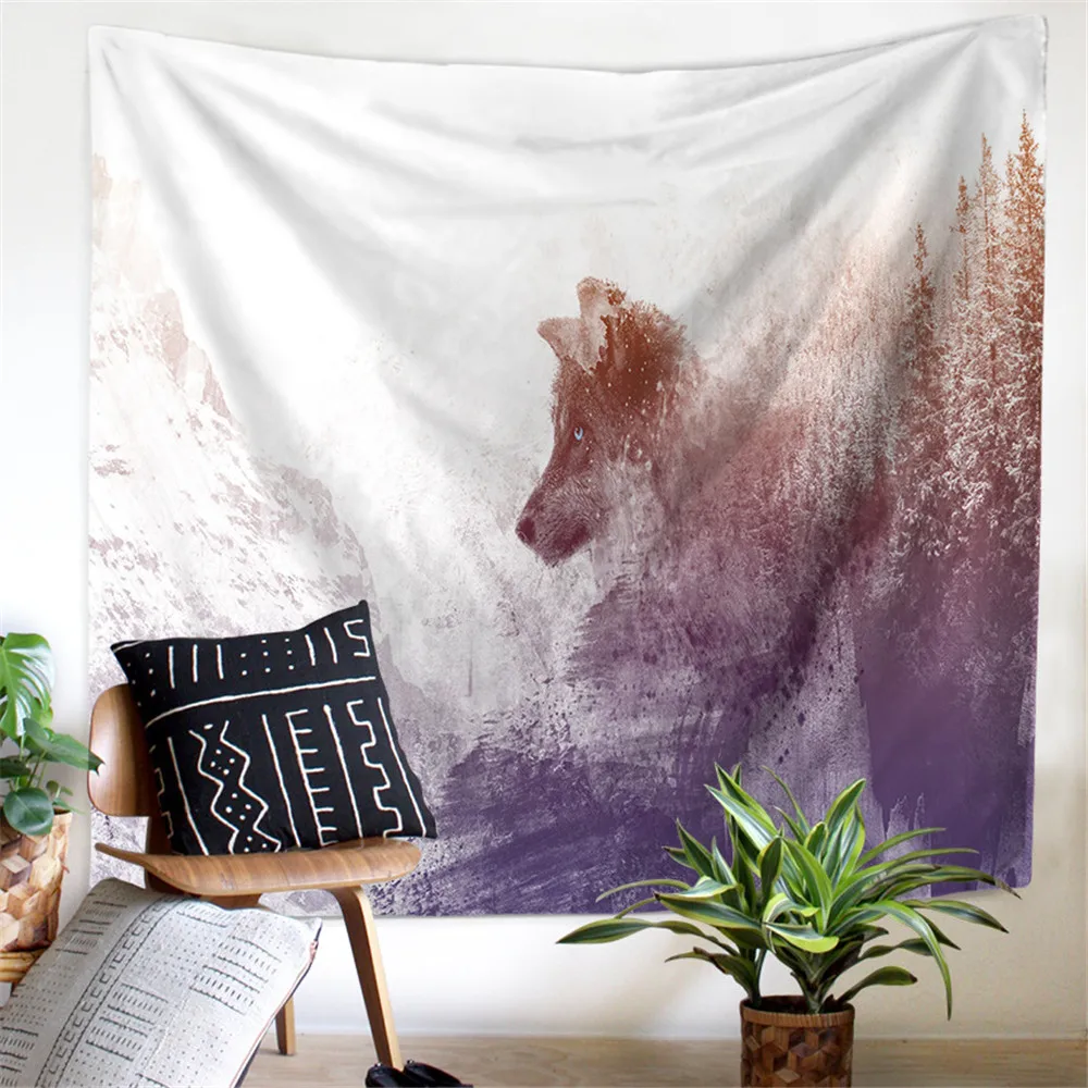 Волки святых гобелены с изображением животных украшения стены висит Лев Волк