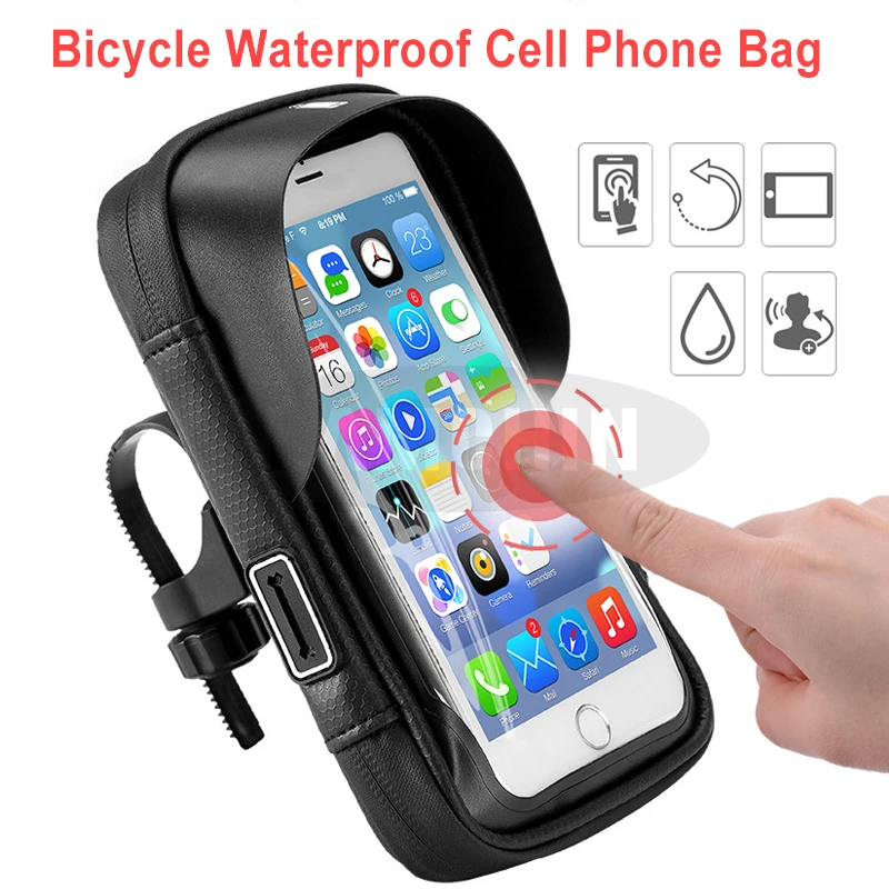 Водонепроницаемый велосипедный держатель для телефона с сенсорным экраном и