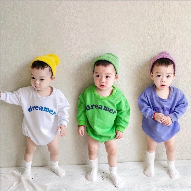 

Baby clothes Girls Boys Letter long sleeve Rompers Spring Autumn clothes Bodysuit Kid costumes Cute letter dreamer