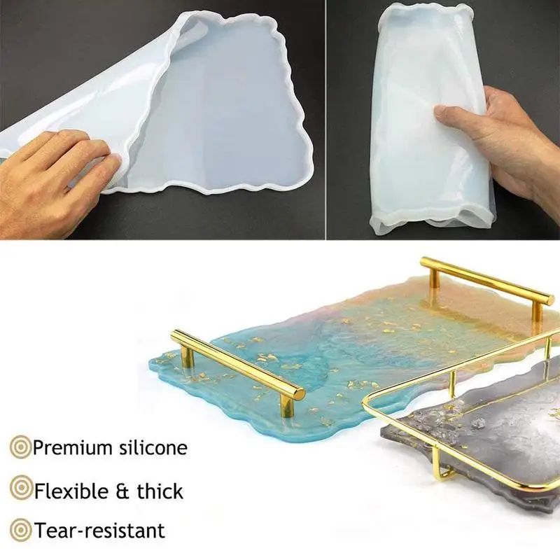 

DIY Crystal Epoxy Mold Fruit Tray Rectangle Irregular Silicone Mold Large Coaster Silicone Tray Resin Mold L3D9
