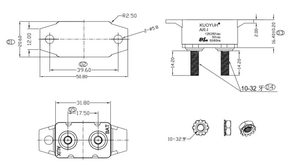 Автоматический выключатель 10-50 А 12 В 2 шт.