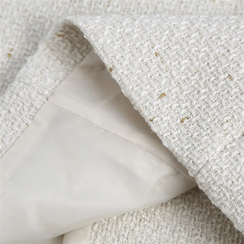 

CSMDTYJL Vintage Double Breasted Loose Tweed Jacket Coat Women V-neck Long Sleeve Pockets Female Outerwear Chic Tops