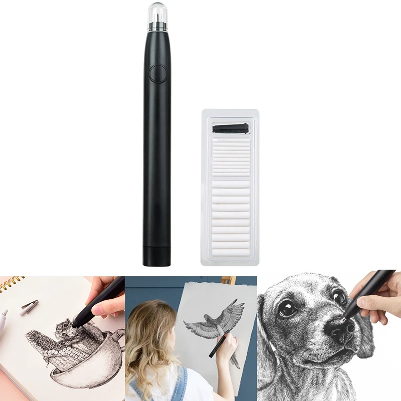 

1 set of cute electric eraser rubbing pencil drawing machinery children school office supplies rubber pencil eraser refill