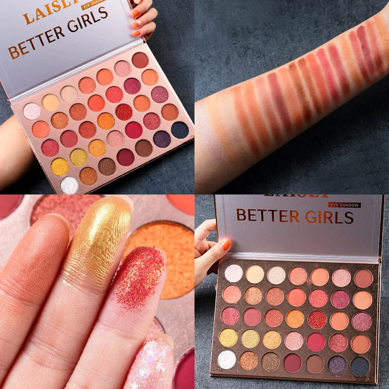 

35 Color Glitter Eyeshadow Palette Waterproof Eyes Pigment Natural Long-lasting Shadow Luminous Brand Makeup Cosmetics