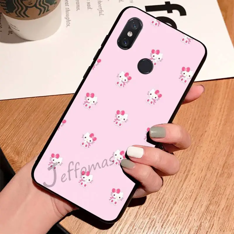Милый розовый чехол для телефона с рисунком кошки Hello kitty Xiaomi Redmi Note 4 4x5 6 7 8 pro S2 PLUS 6A