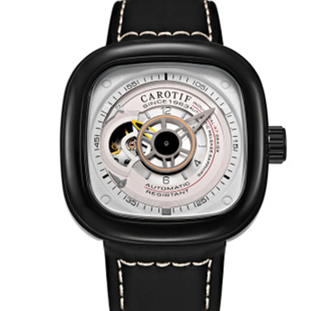 

Часы мужские механические с кожаным ремешком, из нержавеющей стали