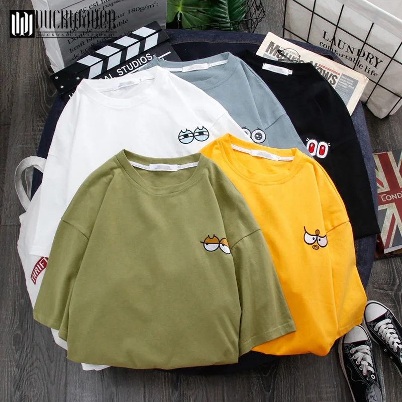 Duckwaver летние Смешные Женские футболки с мультяшным принтом милая одежда для пар
