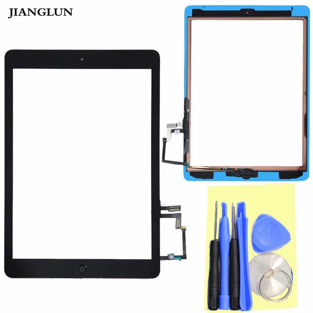 

JIANGLUN For Apple iPad Air 5 Touchscreen Glas Digitizer Frontscheibe Home flex Button Kleber Black