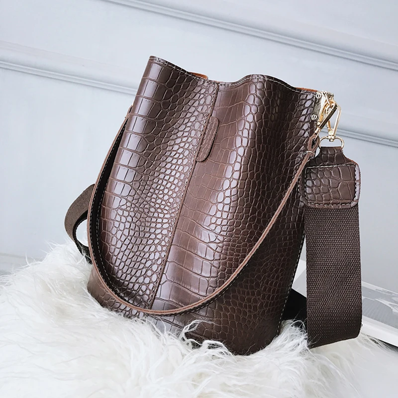 

Vintage leather Stone Pattern Crossbody Bags For Women 2021 New Shoulder Bag Fashion Handbags and Purses Zipper Bucket Bags
