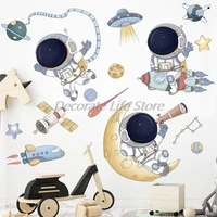 removable cartoon space astronaut wall stickers for kids room nursery wall decor