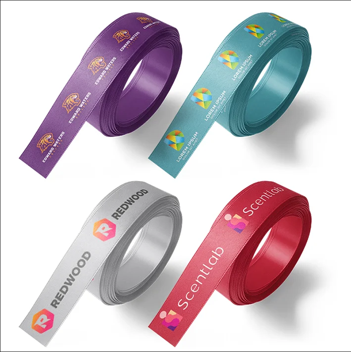 

High Quality Customized Satin Ribbons 15-50mm 100yards Colorful CMYK Printing For Wedding / Party / Business Brand