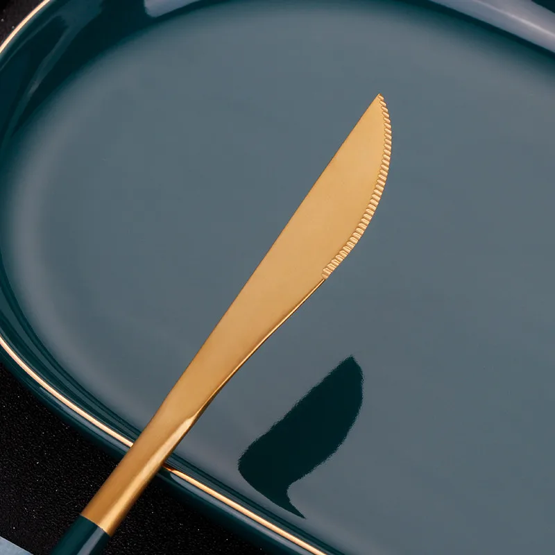 

Stainless Steel Tableware Set Gold Cutlery Dinner Set Spoon Fork Knife Set Dinnerware 30pcs Kitchen Flatware Silverware Cutlery