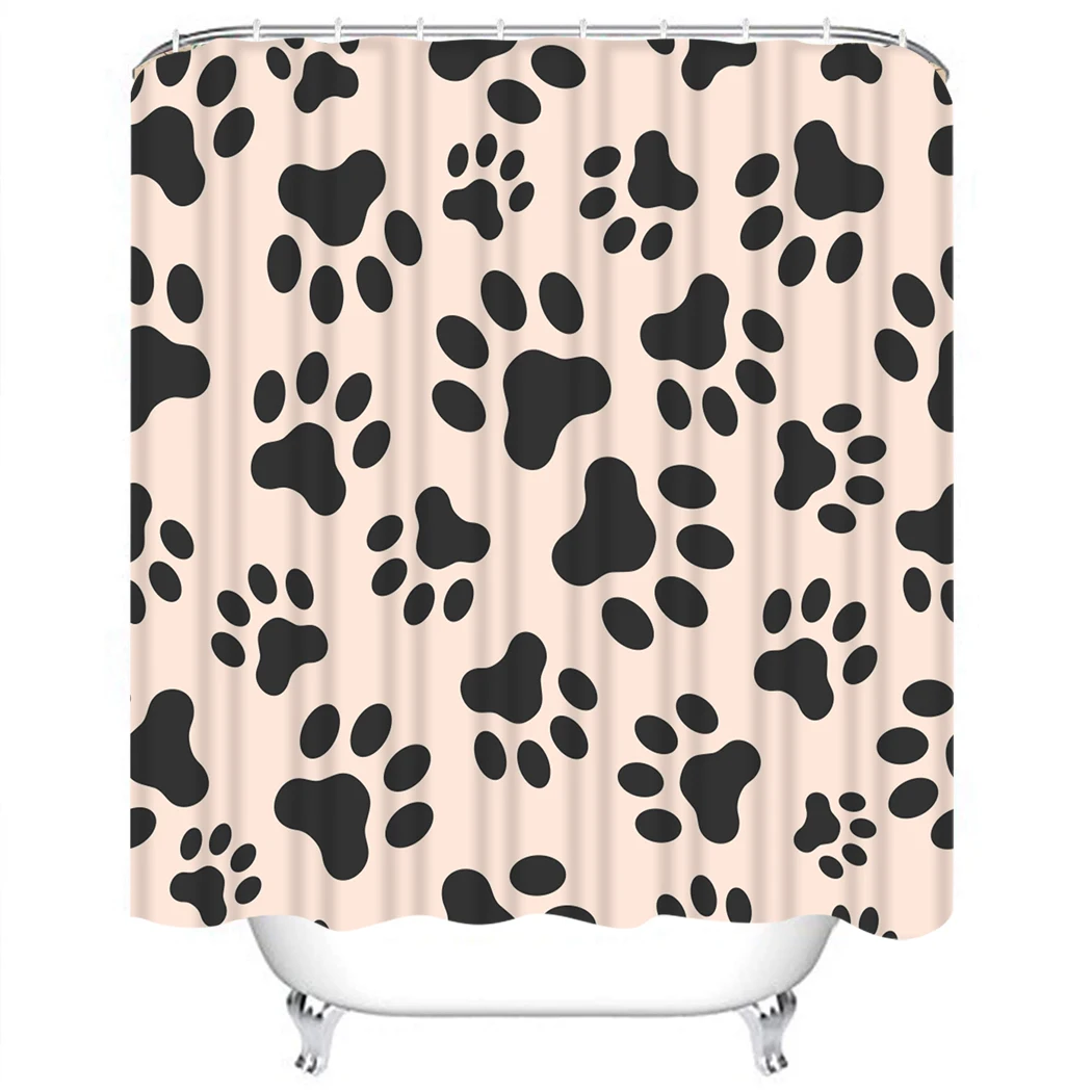 

Dog Paw Shower Curtain Animal Footprint Waterproof Bathroom Shower Curtain Cartoon Cat Paw Bathroom Shower Curtain With Hooks