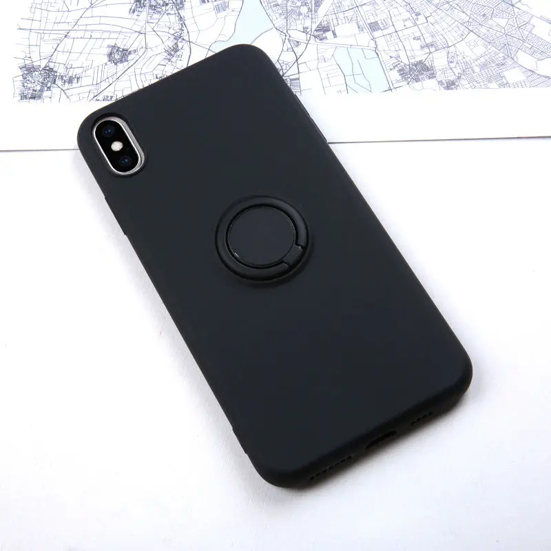 Роскошный мягкий жидкий силиконовый чехол для iPhone 11 Pro Max XS X 7 8 6 S 6 S XR подставка кольцо держатель тонкий чехол для iPhone11 Pro Чехол - Цвет: Black