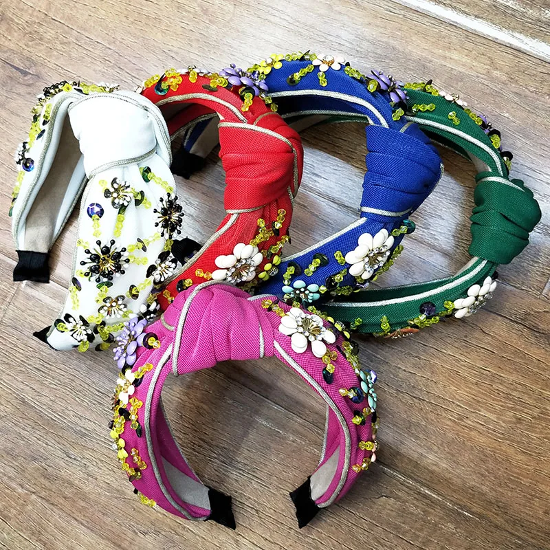 Повязка на голову Женская Полосатая с бантом тканевая широкая лента для волос