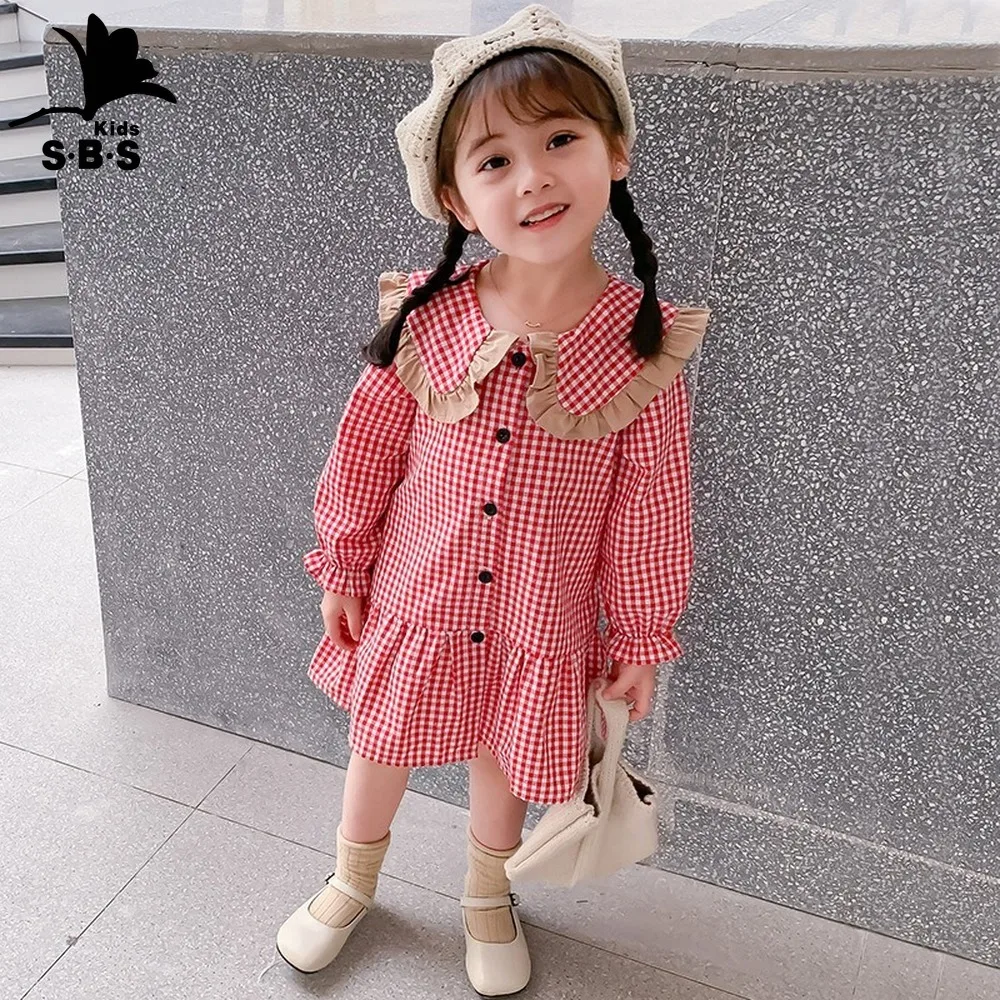

2019 New Arrival Autumn Girls Lapel Plaid Long-sleeved Dress of The Children Princess Dress Girls Christmas Dress Kids Dresses