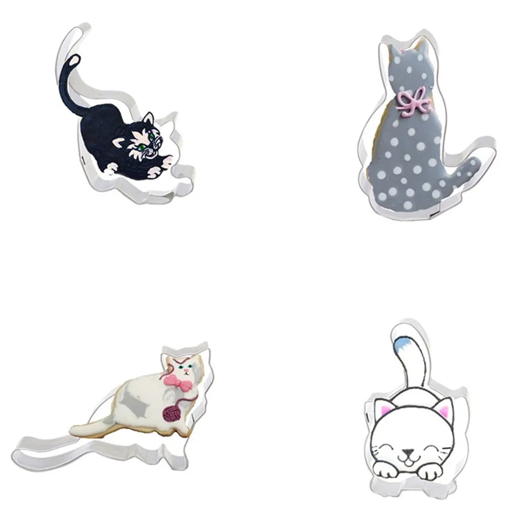 Кухонный резак для печенья в форме кошки алюминиевая Форма Sugarcraft Торт печенье