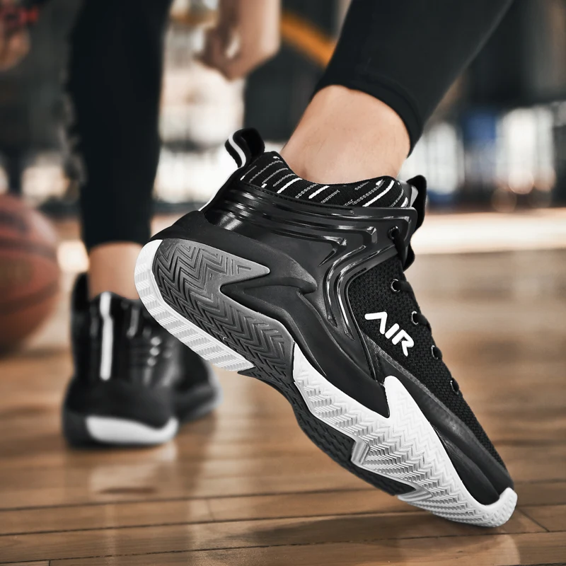 New Arrival High Top Basketball Shoes White Wear-resistant Young Professional Practical Men Sports Shoes Black Autumn and Winter