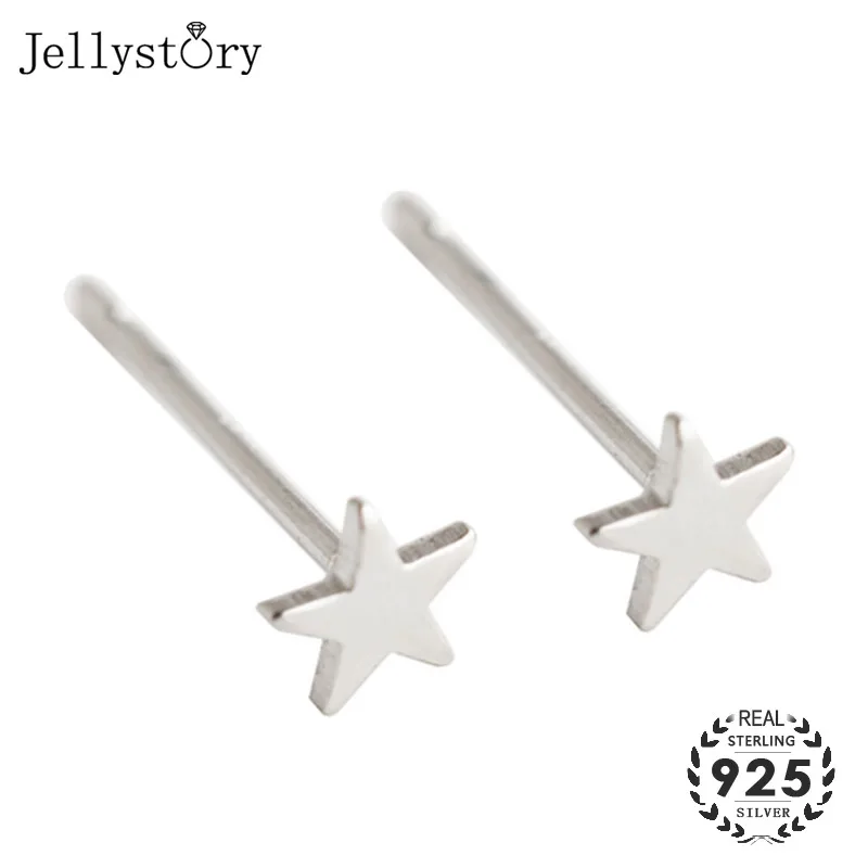 Jellystory Модные 925 стерлингового серебра серьги для женщин маленький в форме звезды