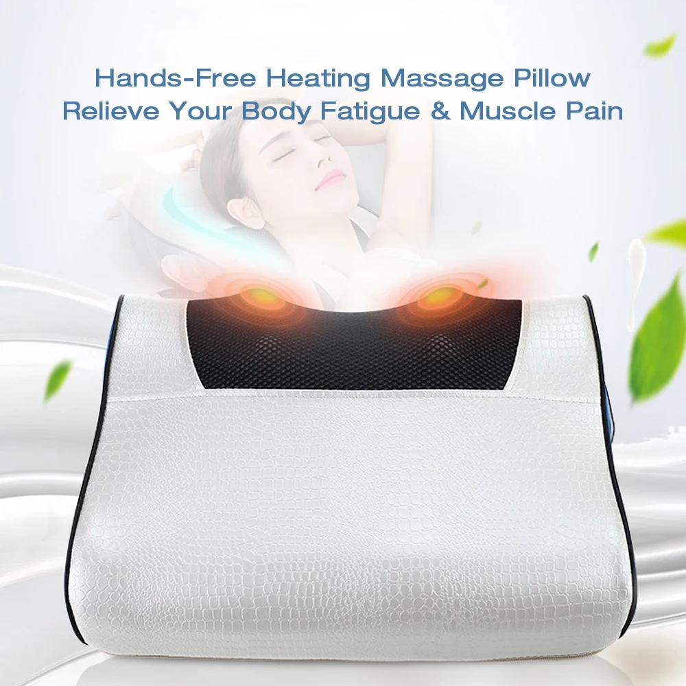 Подушка массажная электрическая с инфракрасным подогревом для шеи плеч спины и