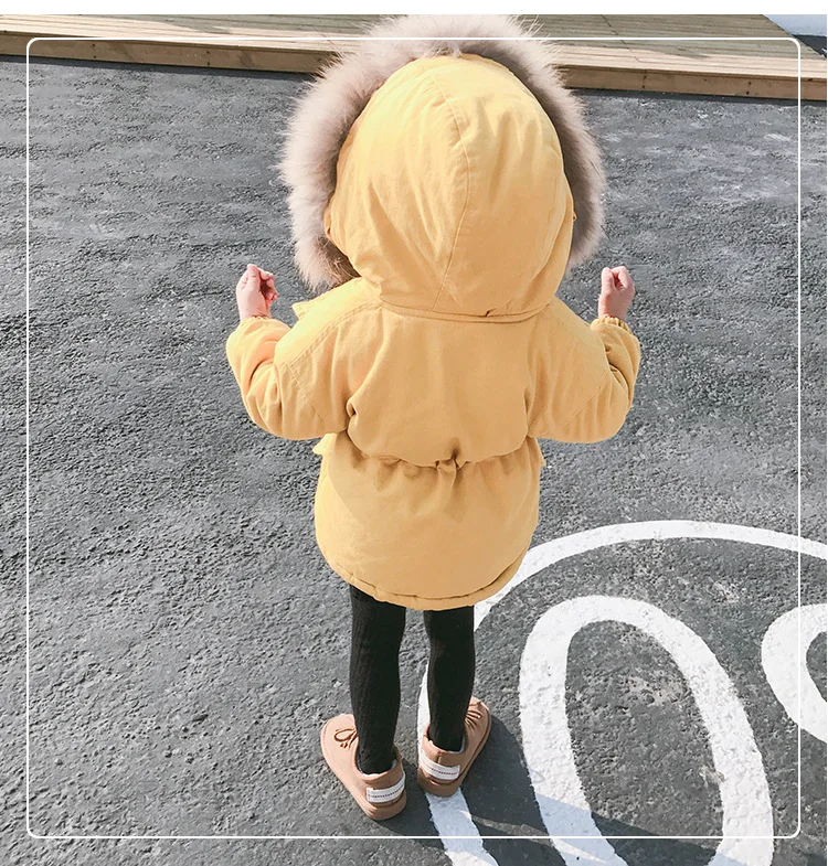 Куртка детская зимняя хлопковая с меховым воротником однотонная | Мать и ребенок