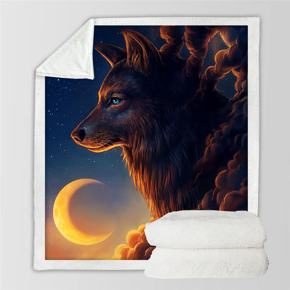Night Guardian Ловец снов от JoJoesArt волк бархатное плюшевое одеяло для дивана Луна Затмение пледы одеяло Галактический принт тонкое одеяло постельные принадлежности 150x200 см - Цвет: Night Guardian