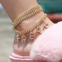 women nasty letter ankle bracelet rhinestone boho silver color gold foot beach party club anklet fashion barefoot chain jewelry