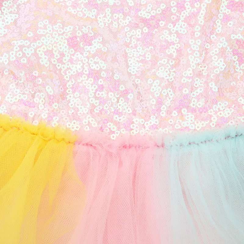 

Girls Clothes Toddler Kid Baby Girl Sleeveless Rainbow Sequined Lace Princess Romper Dress Baby Girls Dress Party Dress