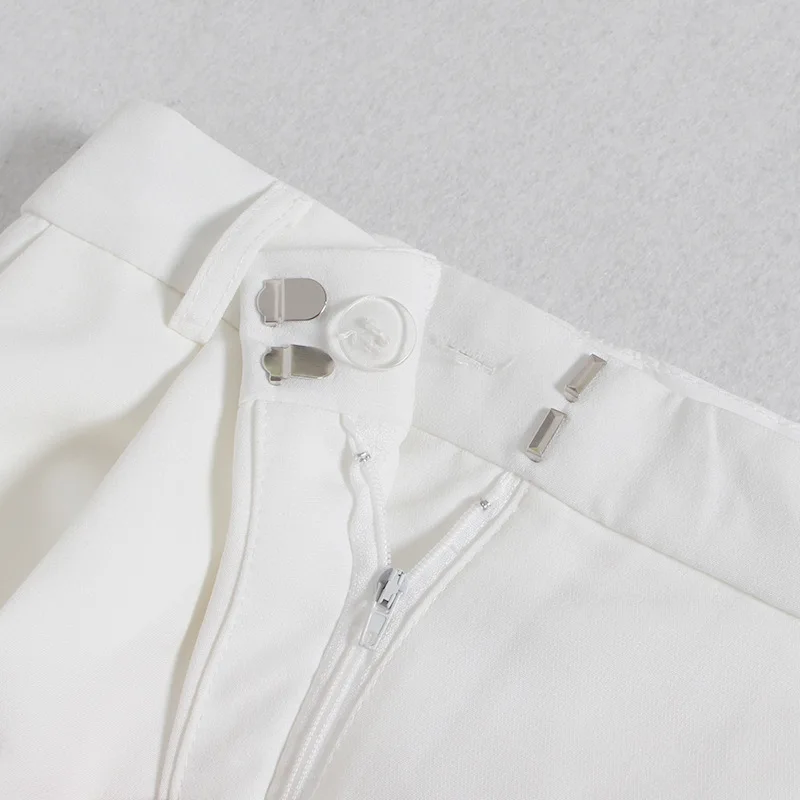 

Chic Cigarette Pants Office Lady Women's Clothing Black Trousers Pleated Slim White Capris Summer Autumn Casual Business Wear