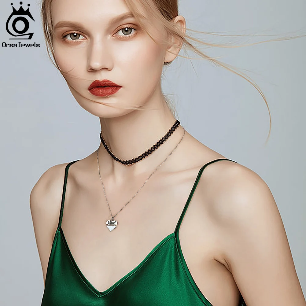 Ожерелье ORSA JEWELS с подвеской в виде сердца из белого огненного опала цепочка