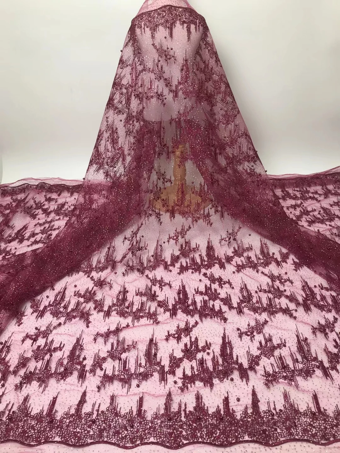 

2021 African Dry Lace Fabric High Quality French Nest Lace Fabric With Beads And Stones Nigerian Tulle Lace Fabrics