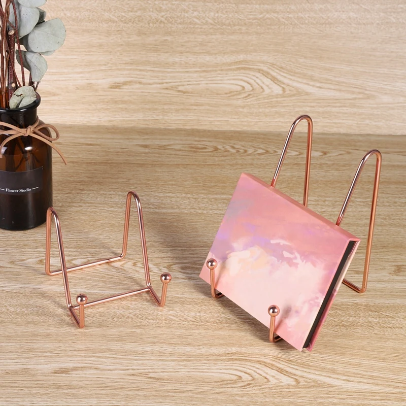 

Art Display Stand Creativity Easel Stand Bookshelf Decorative Panel Iron Wire Used to Store Art Plates Books Rose Gold /Gold
