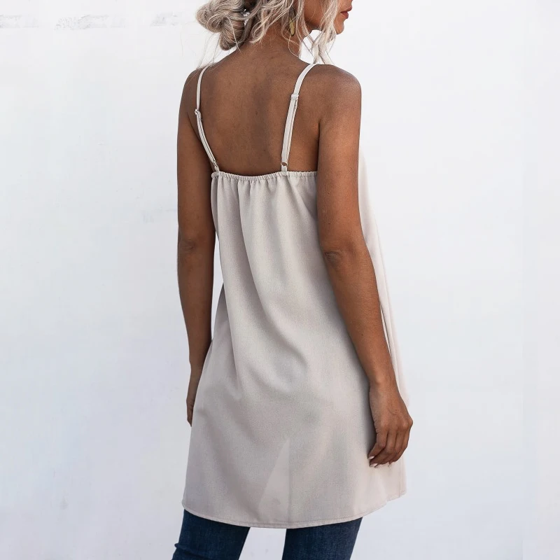 

Women shirts tops 2020 Summer ladies shirt Solid color elegant Retro Strap Cross Irregular Vest Top blouse Shirt womens blouses