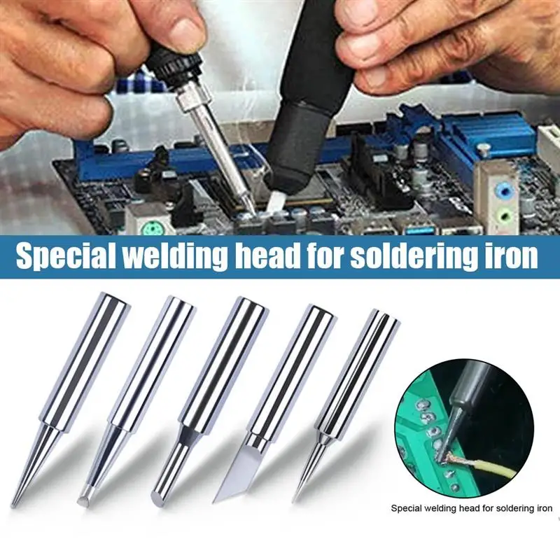 

5pcs Soldering Iron Tip Set 900M Lead Free Mini Electric Soldering Iron Head Replacement Internal Heated Welding Accessories