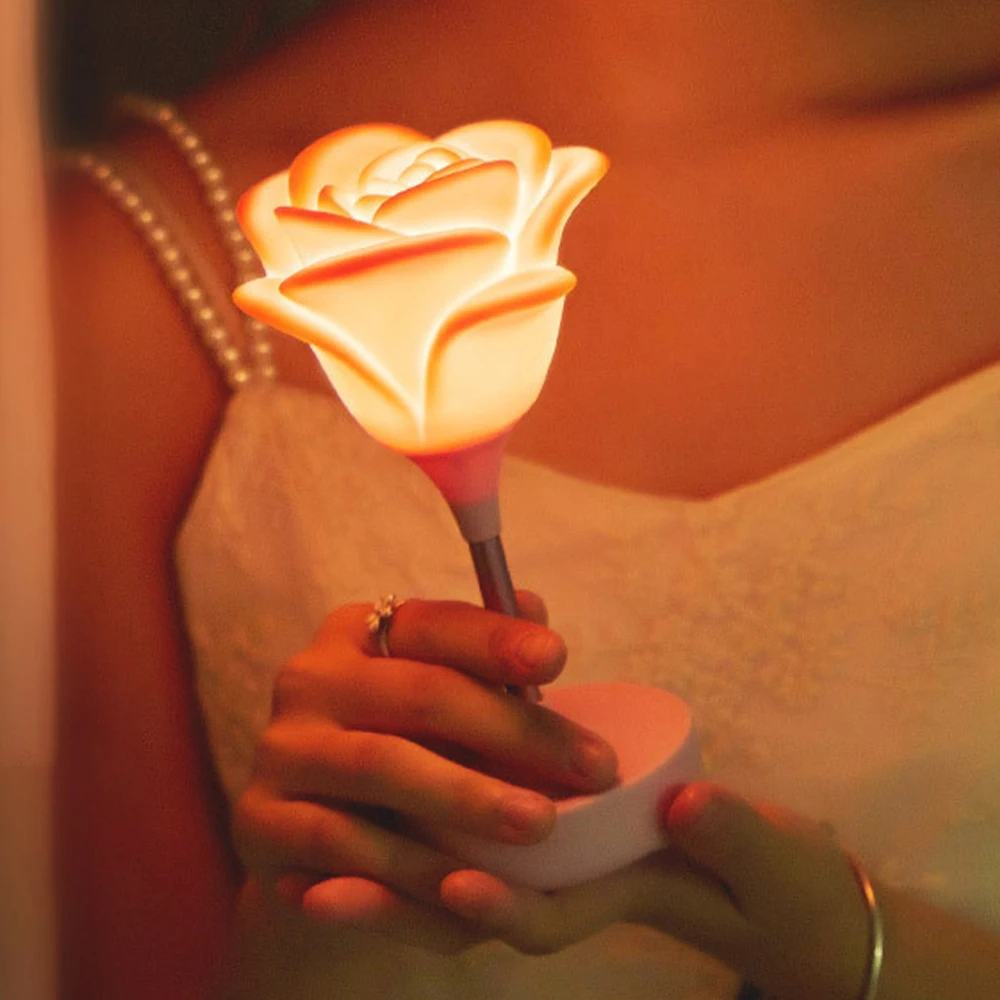 

Romantic Valentine Day Night Light Rose Christmas Lights With Three Lighting Modes Eye Protection Kids Bedroom Table Lamp Light