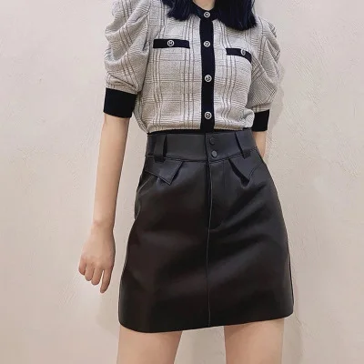 2021 New Fashion Real Genuine Sheep Leather Skirt G7