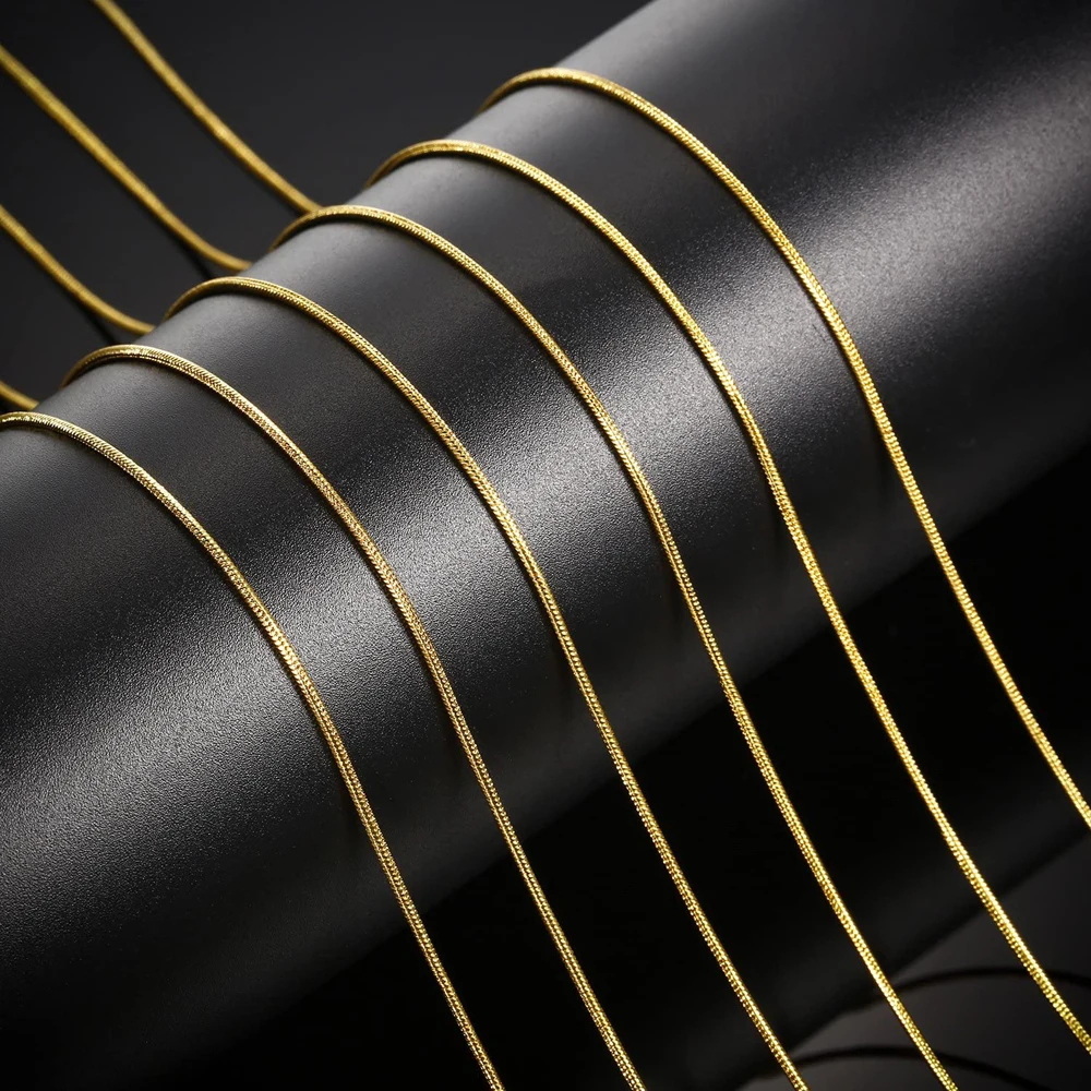 Оптовая продажа 1 шт. 2 мм золотистая цепочка-змея ожерелье 16-30 дюймов модная