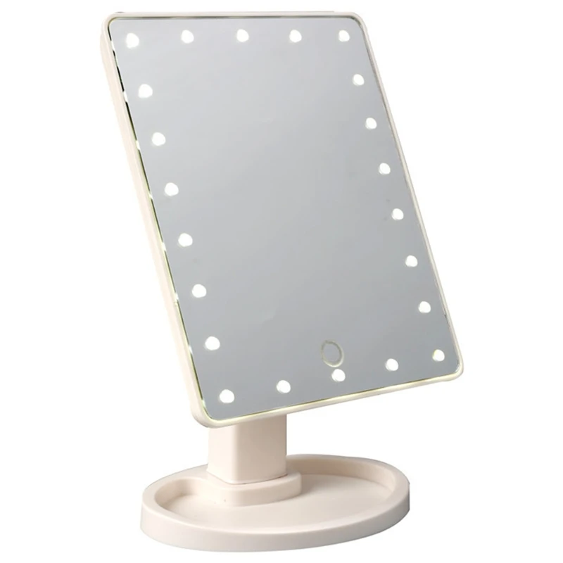 

16/22 LEDs Touchscreen Dimming LED Makeup Mirror 360 Rotation Cosmetic Mirror U2JD
