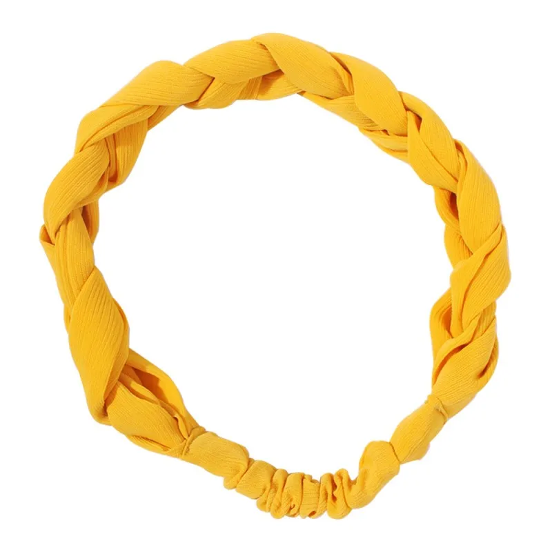 yellow 1 Корейская Вельветовая Толстая крученая повязка на голову, хлопковая плетеная повязка на голову с узлом, тюрбан, галстук, головные уборы, винтажные женские аксессуары для волос F10941 - Окраска металла: yellow 1