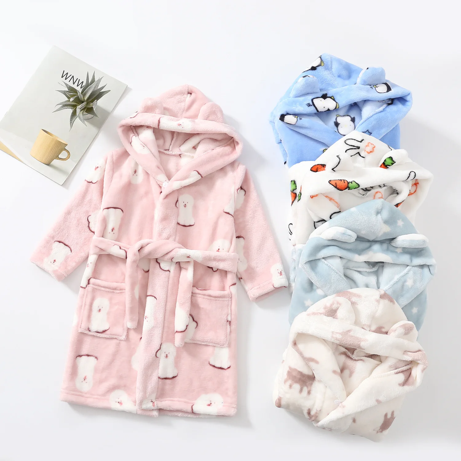

Autumn Winter Baby Kids Sleepwear Robe Flannel Warm Bathrobe For Girls Boys Pajamas 4-12Years Teenagers Children's Dressing Gown