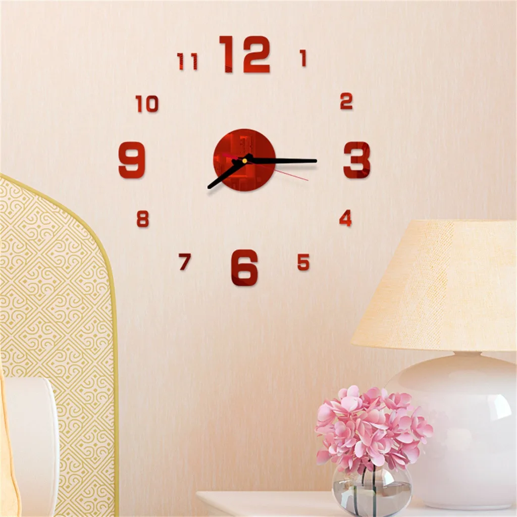 3D DIY Roman Numbers Acrylic Mirror Wall Sticker Clock Home Decor Mural Decals | Дом и сад