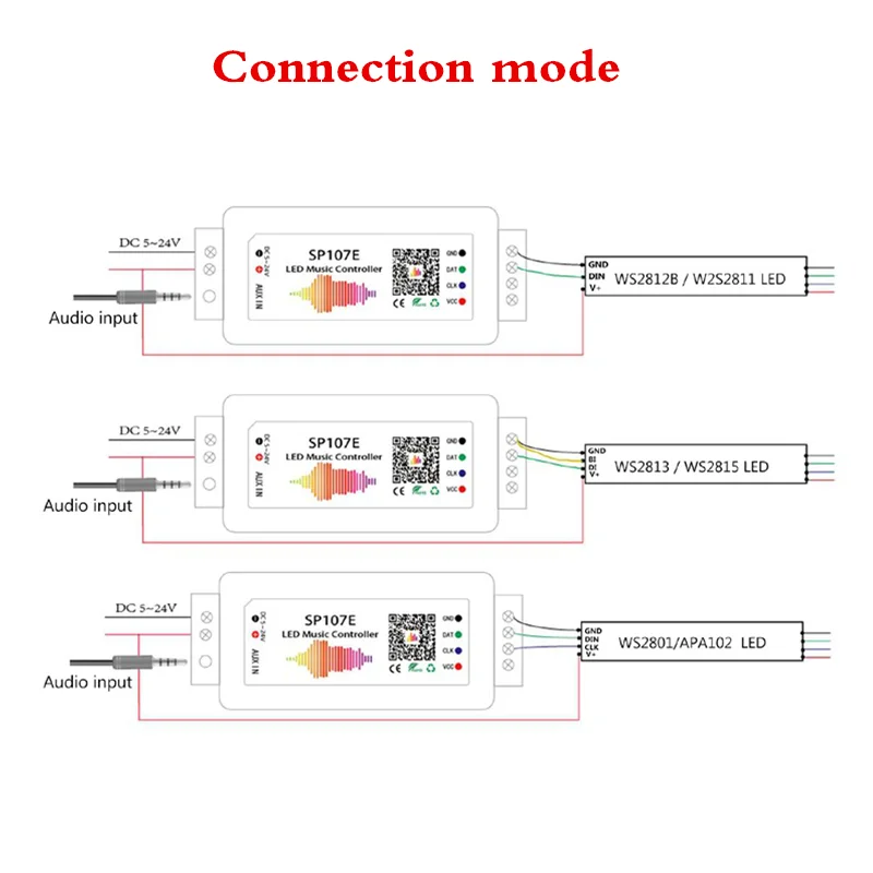 Sp107 E Bluetooth Pixel Светодиодный IC SPI музыкальный контроллер с помощью приложения для