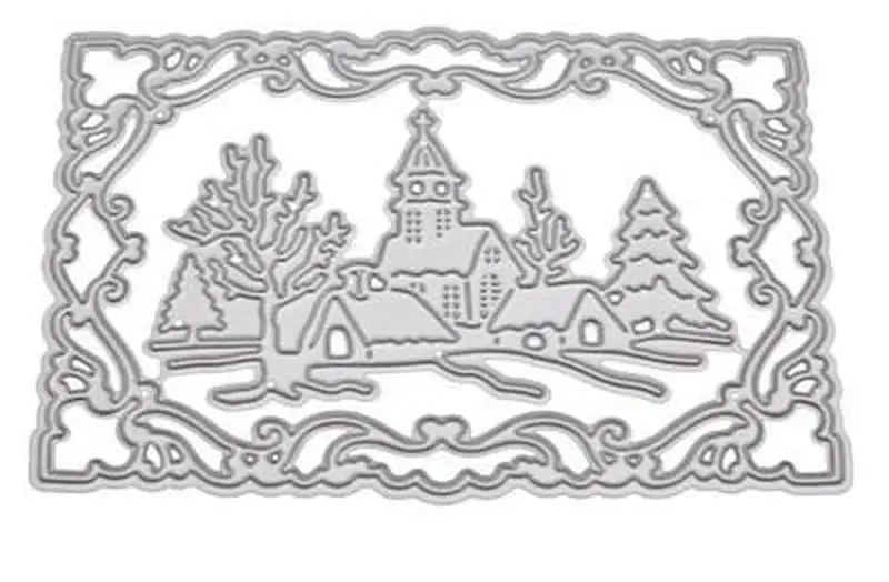 

Snowy Day Pattern Metal Cutting Dies Castle Tree Carbon Steel Stamp and Dies Stencils For DIY Crafts Making Scrapbooking Tools