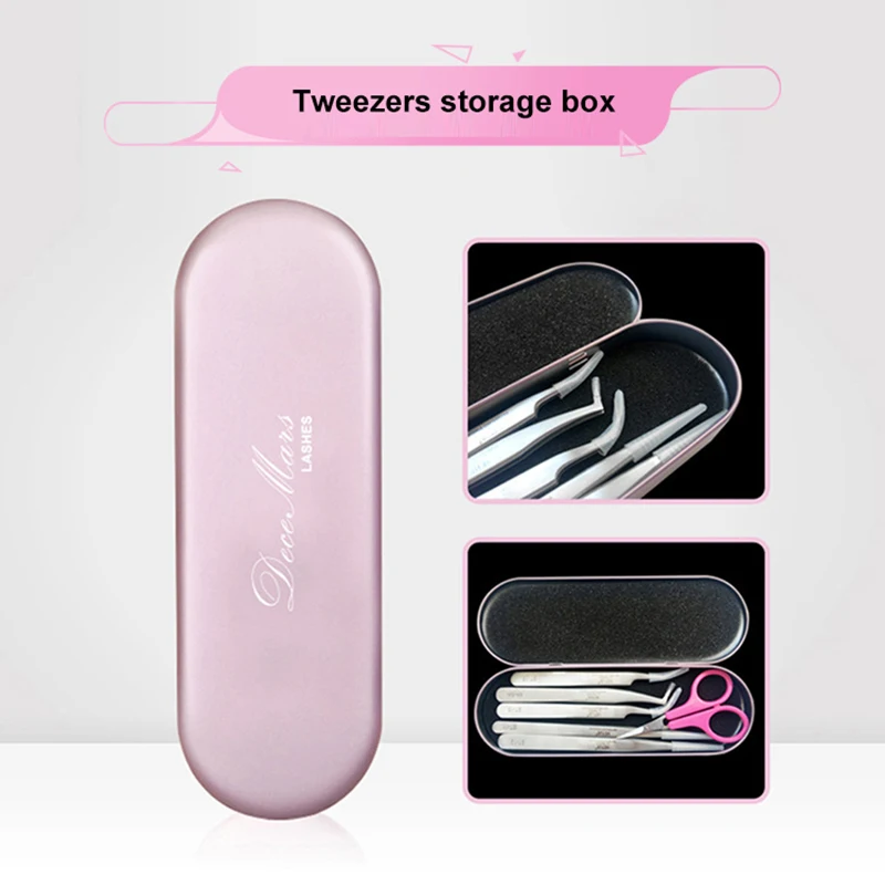 

Beauty Eyelash Tweezers Storage Box Planting Grafting Eyelash Tool Clip Protection Box Rose Gold Platinum Blue