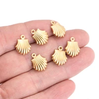 20pcs stainless steel gold hollow seashell shell scallop beach nautical charms pendants beads for jewelry making findings