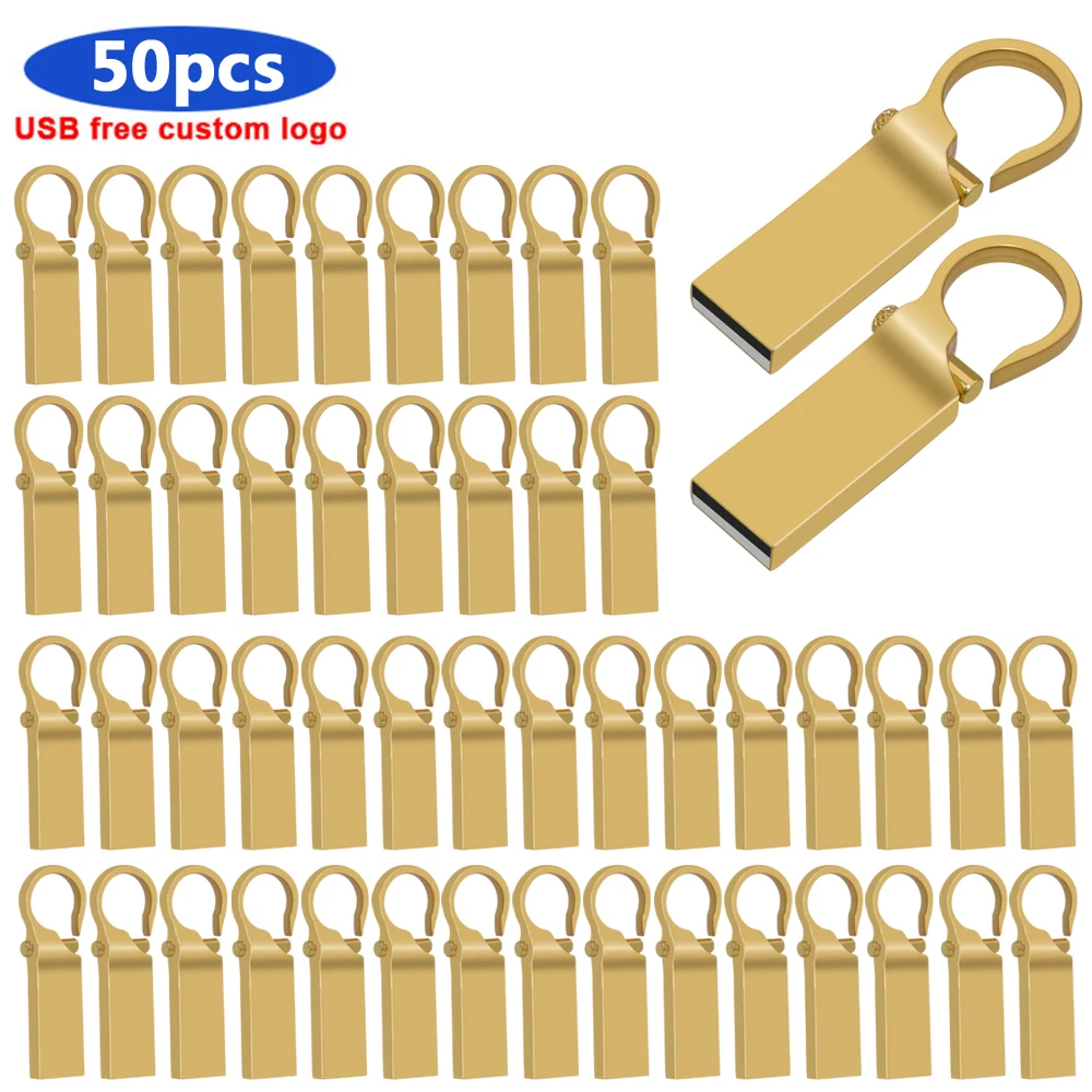 50pcs/lot metal USB2.0 Flash Drive bulk 16GB 64GB memoria usb stick Pendrive 128GB flash Memory Stick memoria custom logo gift